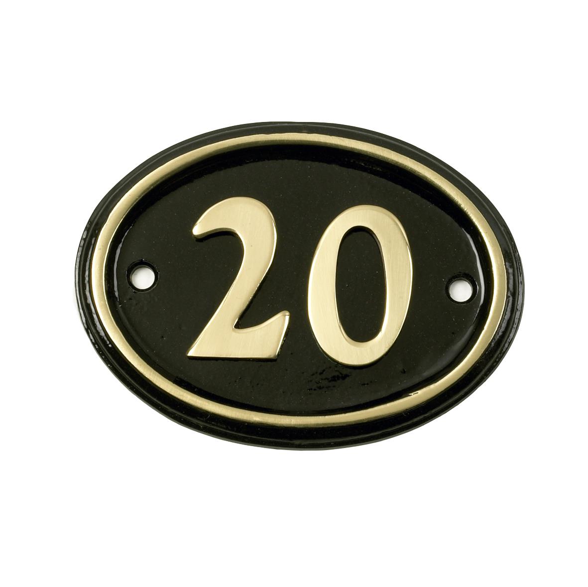 Deluxe Polished Brass & Black Oval House Number Signs 1 - 49 - Picture 25 of 58