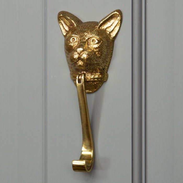 The Cat Head Door Knocker Bright Chrome / Polished Brass & Black eBay