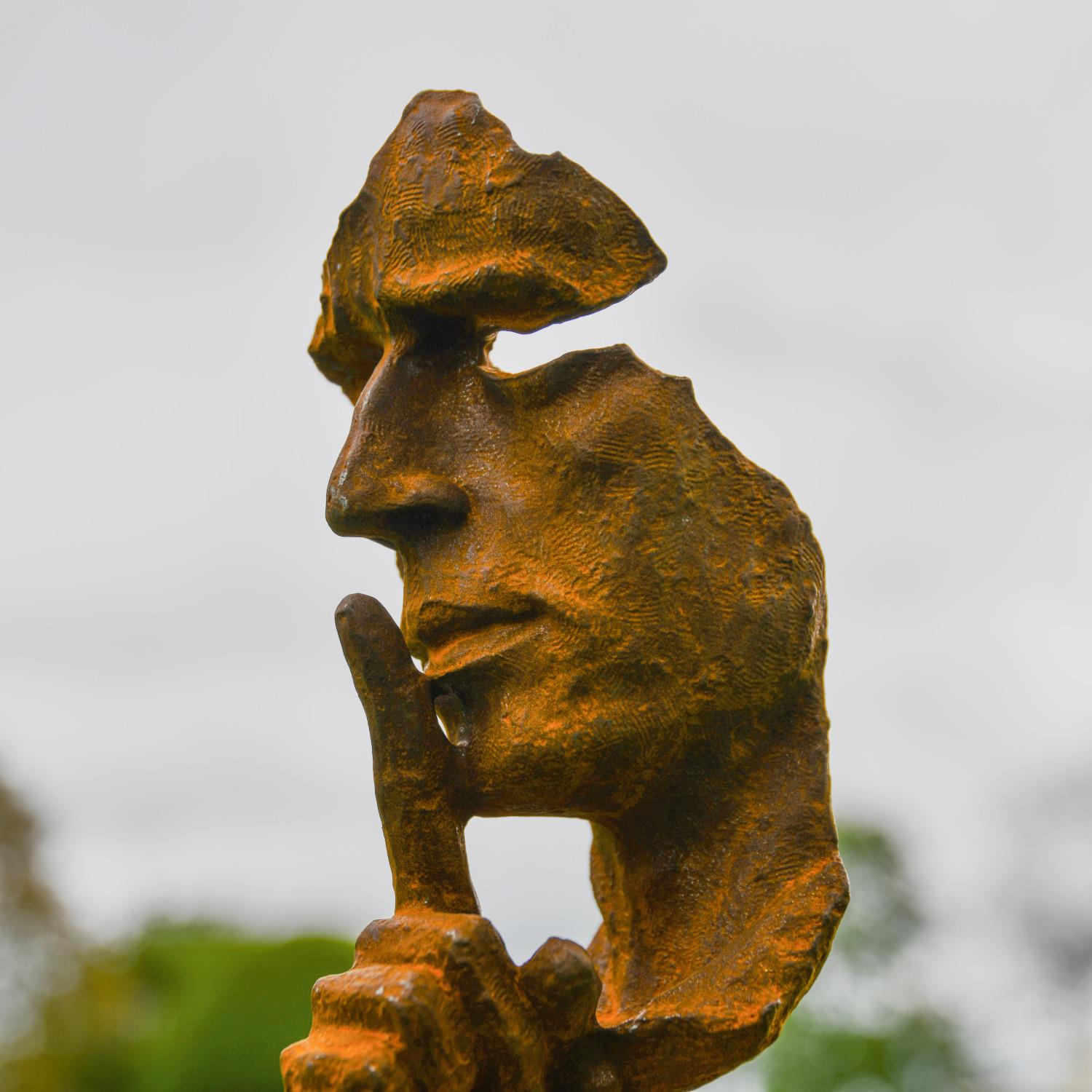 Esculturas de jardín busto cabeza abstracto de hierro fundido rústico - Imagen 5 de 7