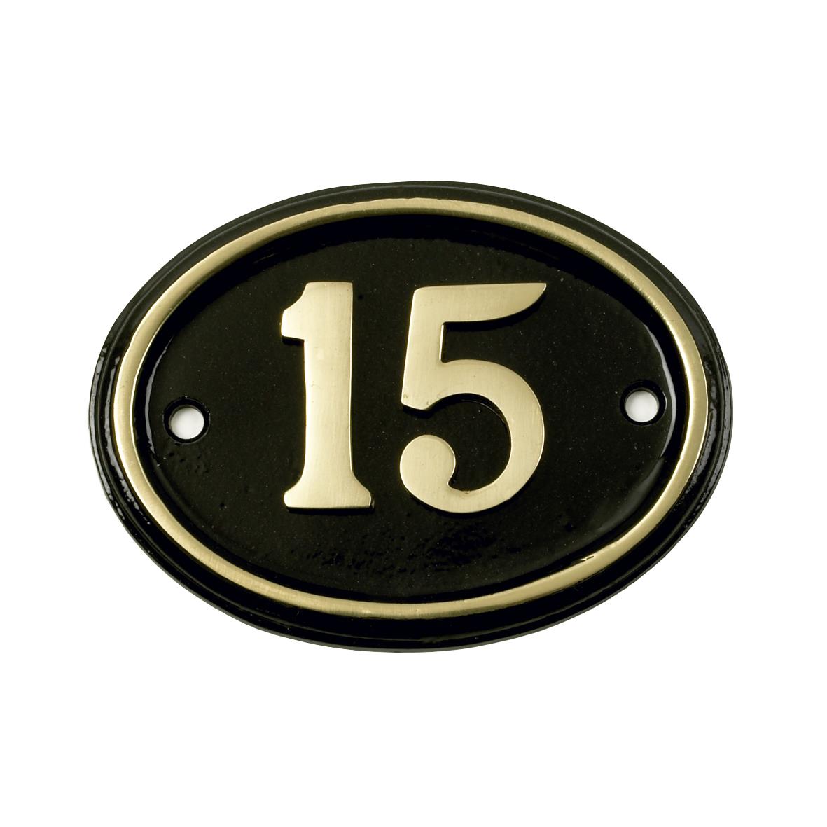 Deluxe Polished Brass & Black Oval House Number Signs 1 - 49 - Picture 20 of 58