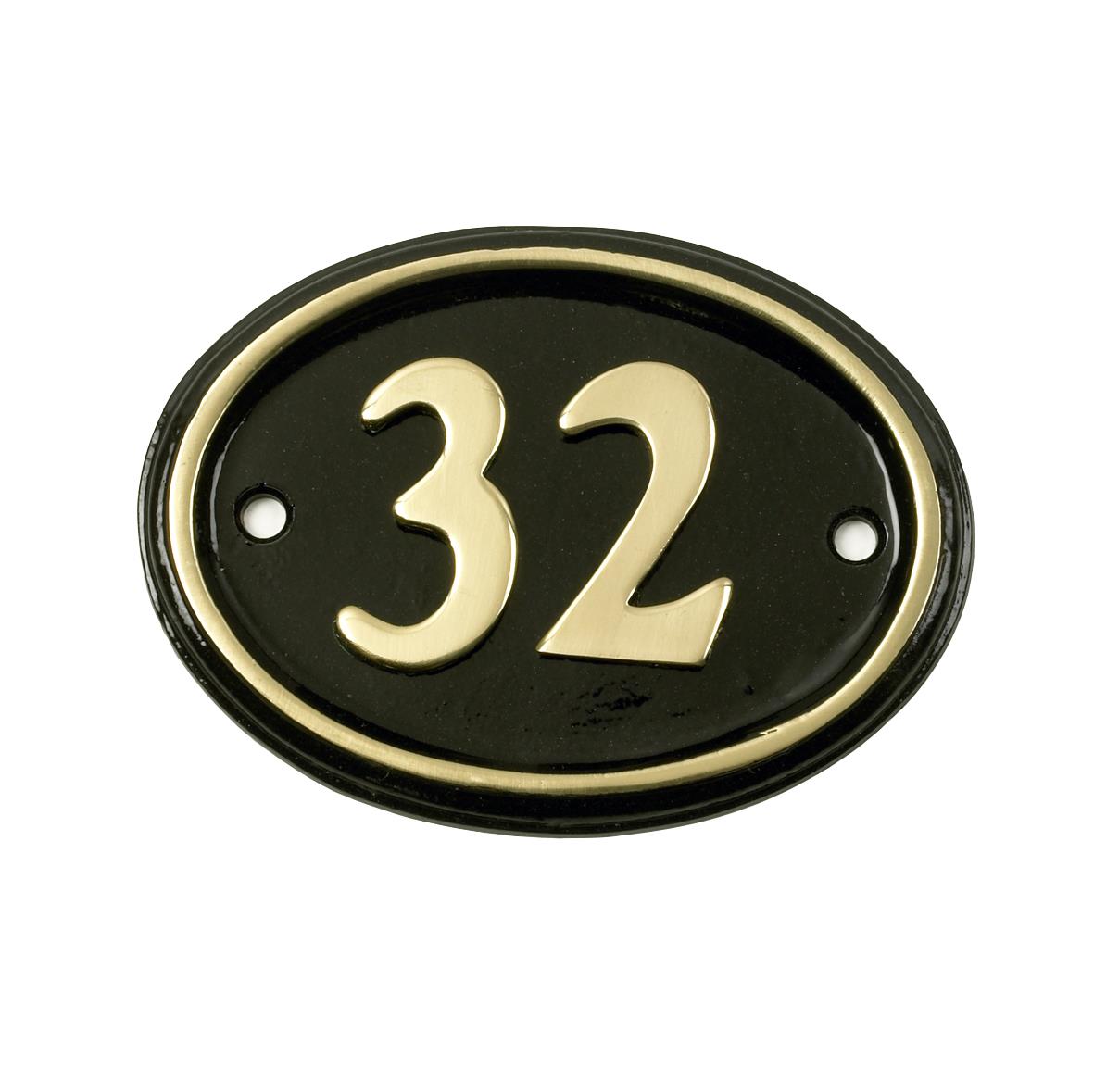 Deluxe Polished Brass & Black Oval House Number Signs 1 - 49 - Picture 41 of 58