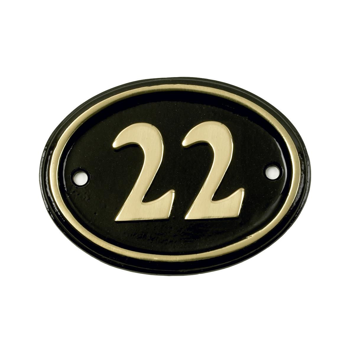Deluxe Polished Brass & Black Oval House Number Signs 1 - 49 - Picture 27 of 58