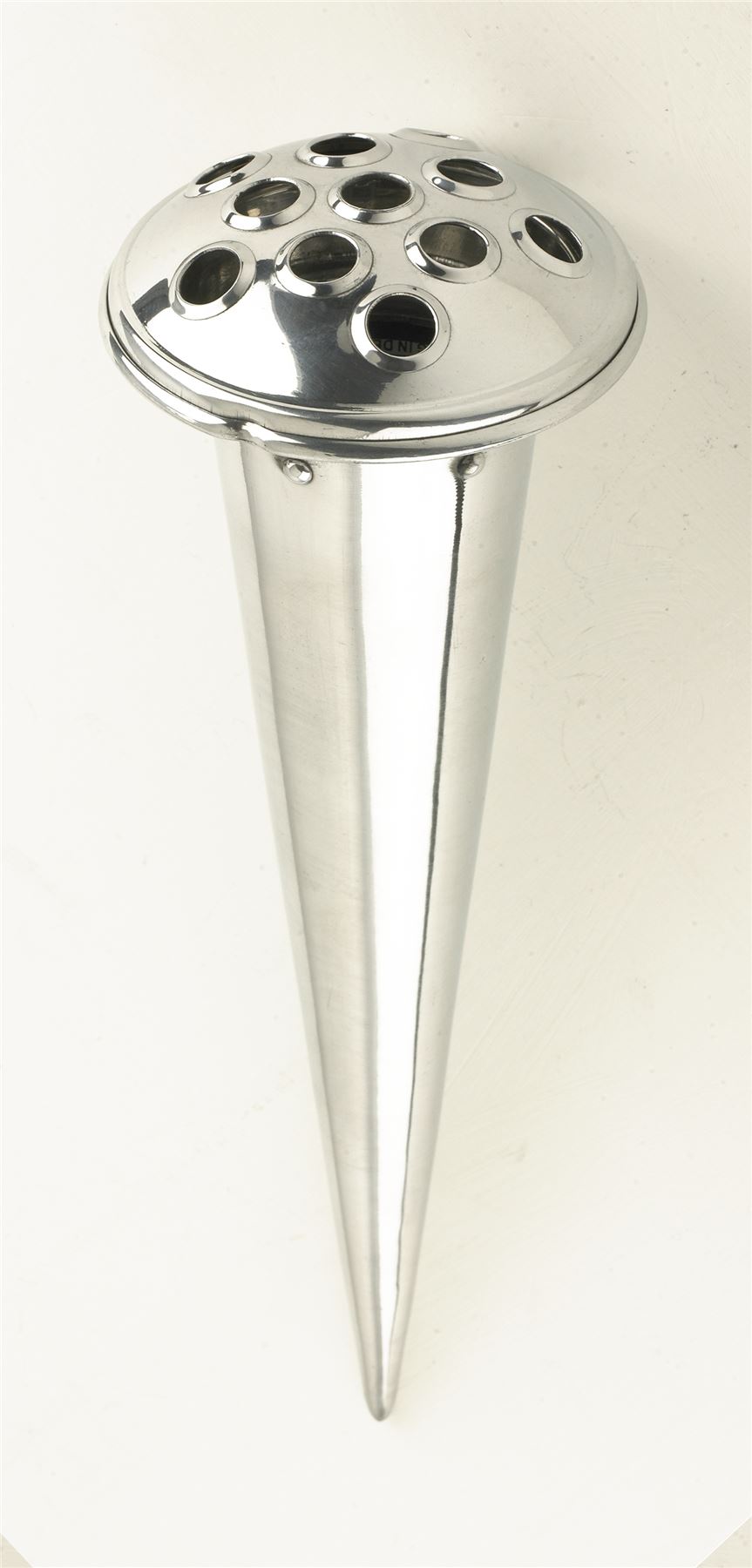 Large 32cm Polished Aluminium Conical Memorial Vase Grave Ornaments