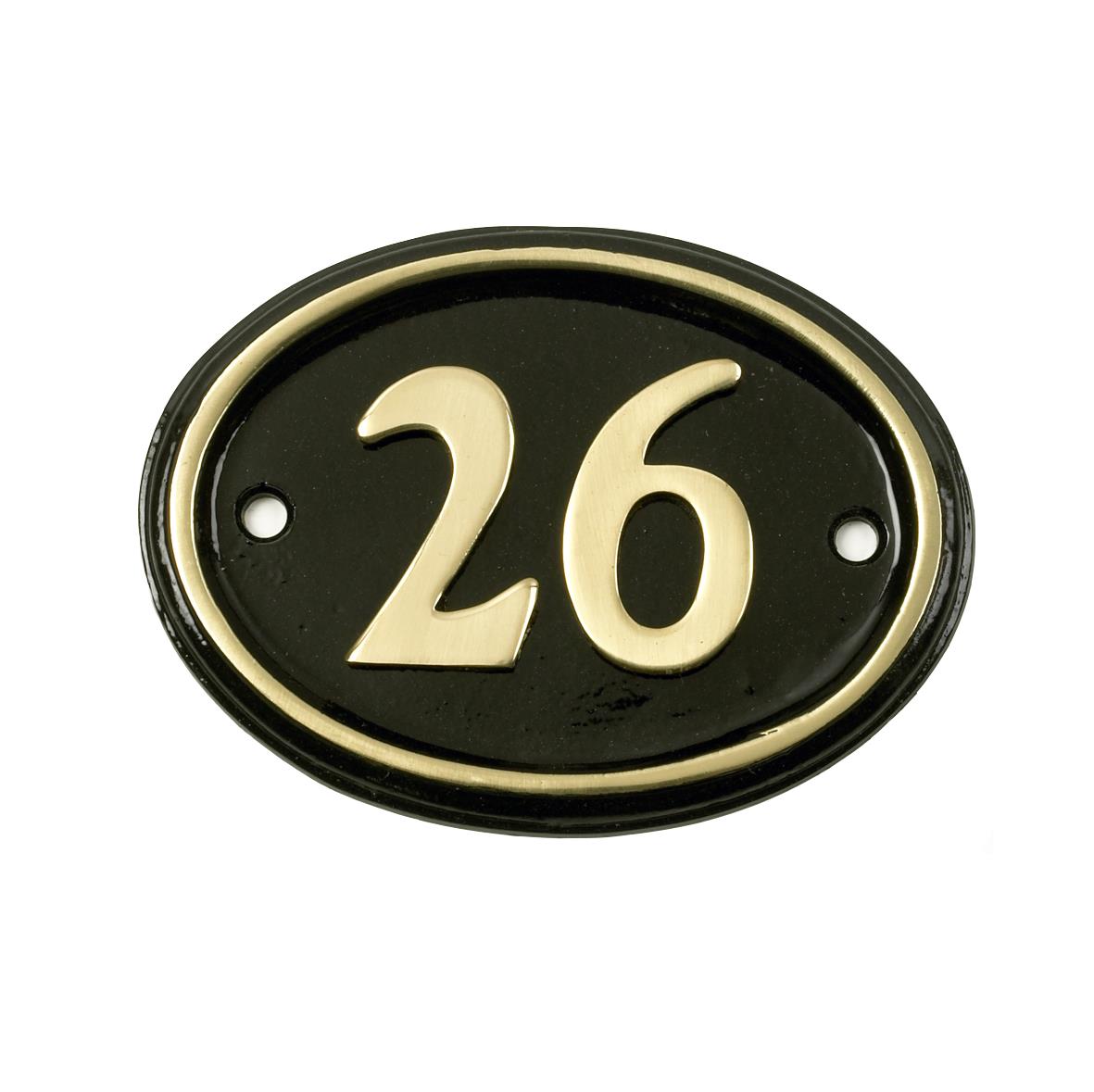 Deluxe Polished Brass & Black Oval House Number Signs 1 - 49 - Picture 32 of 58