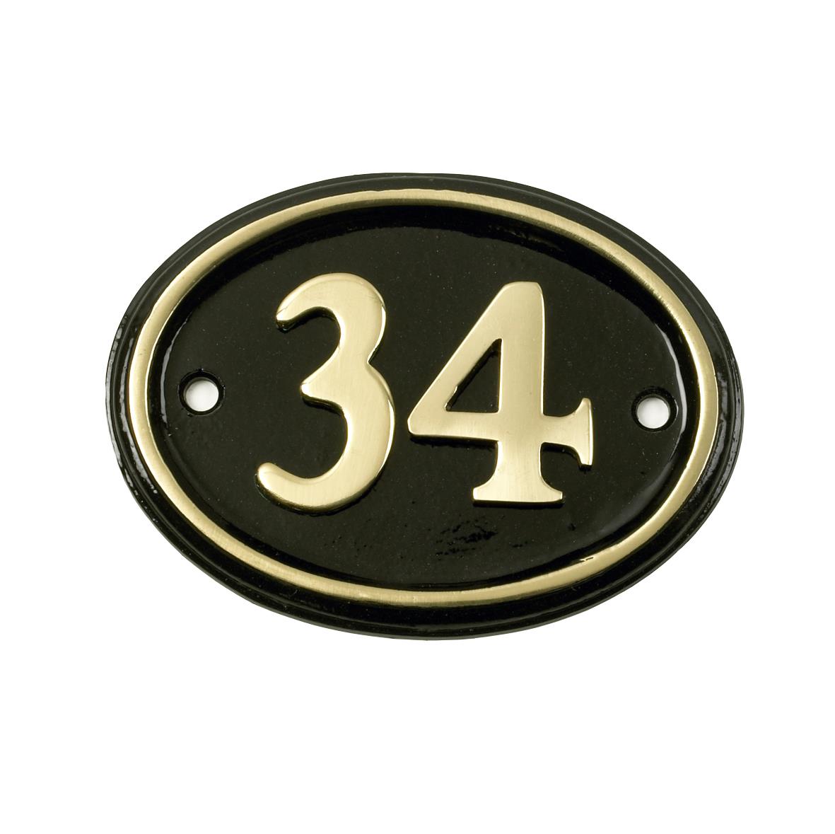 Deluxe Polished Brass & Black Oval House Number Signs 1 - 49 - Picture 43 of 58