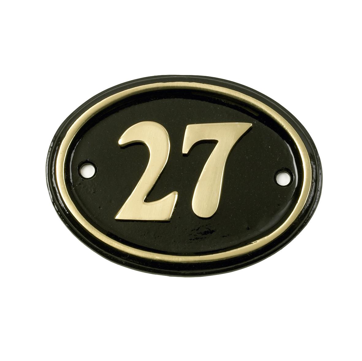 Deluxe Polished Brass & Black Oval House Number Signs 1 - 49 - Picture 36 of 58