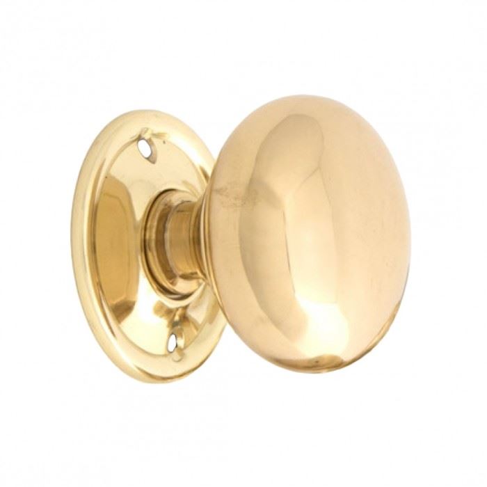 Pair of Smooth Polished Brass Mushroom Rim Door Knobs Set With Spindle + Screw eBay