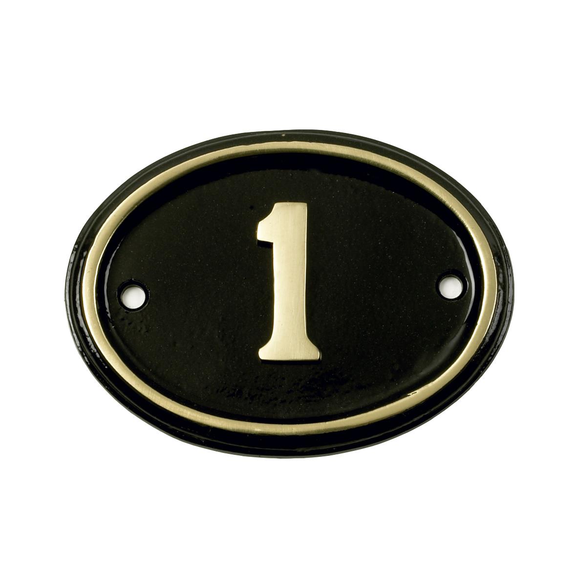 Deluxe Polished Brass & Black Oval House Number Signs 1 - 49 - Picture 6 of 58