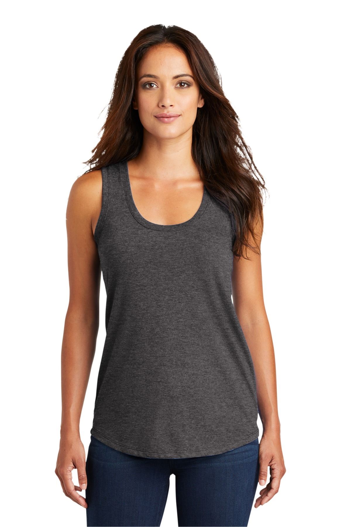 District Womens Sleeveless Perfect Tri Racerback Round Neck Tank Top DM138L - Picture 11 of 30