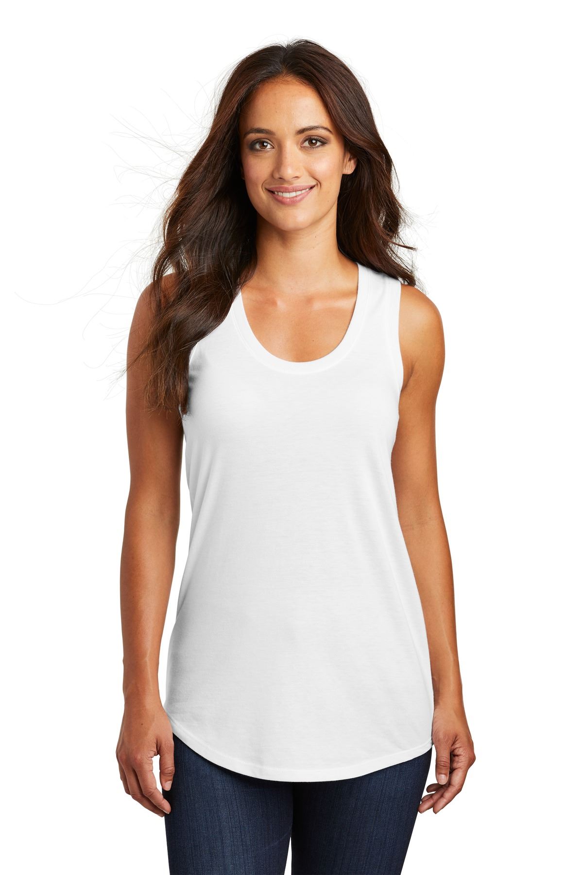 District Womens Sleeveless Perfect Tri Racerback Round Neck Tank Top DM138L - Picture 29 of 30
