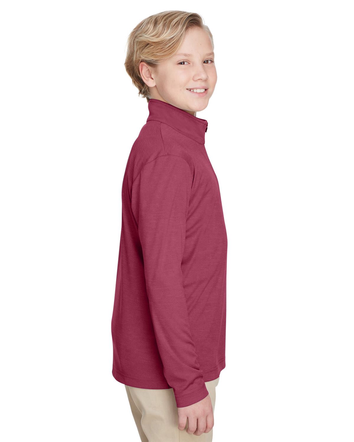 Team 365 Youth Quarter-Zip Jacket UV Protection Sonic Heather Performance TT31HY - Picture 20 of 26