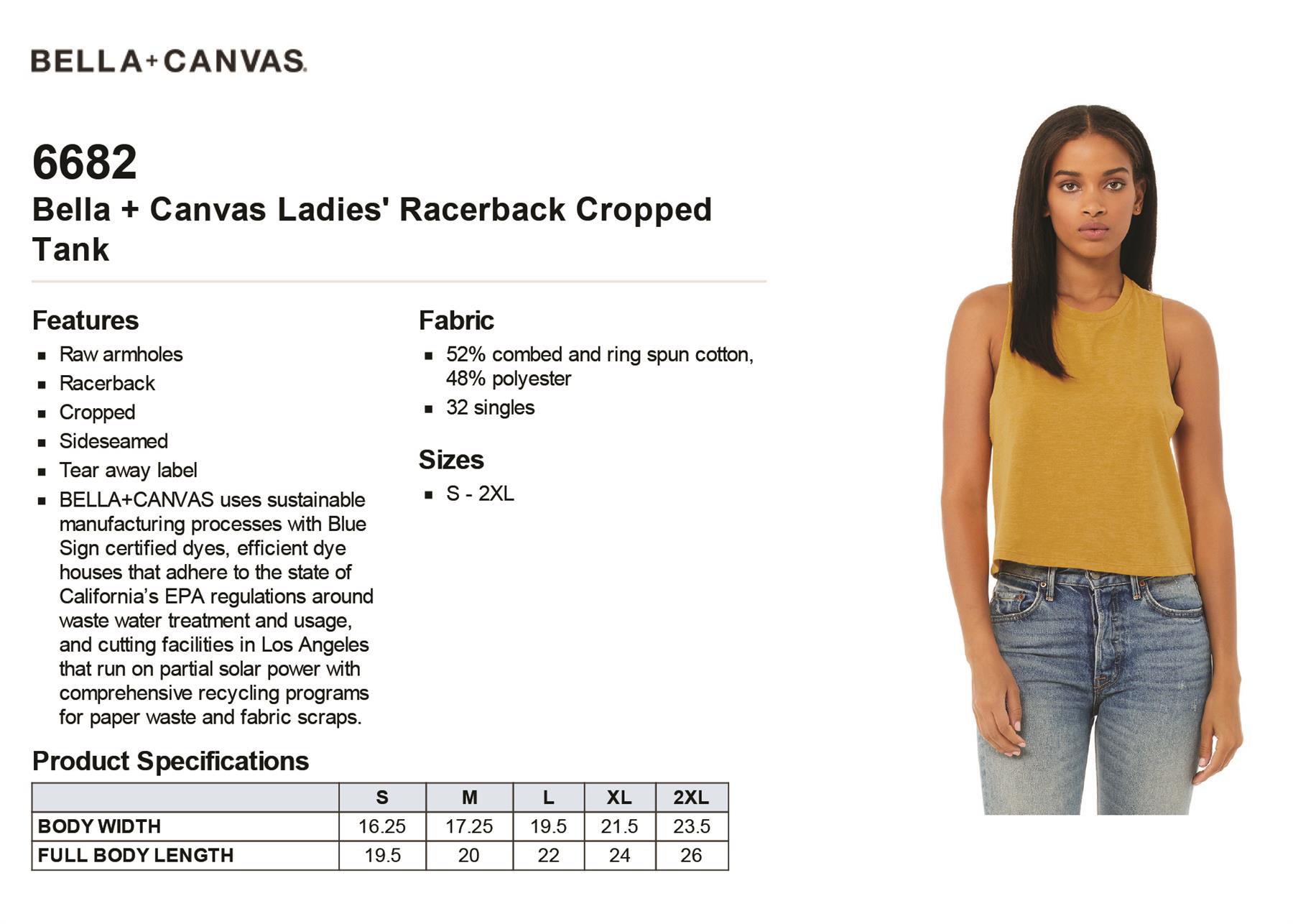 Bella + Canvas Womens Sleeveless Racerback Cropped Tank Top 6682