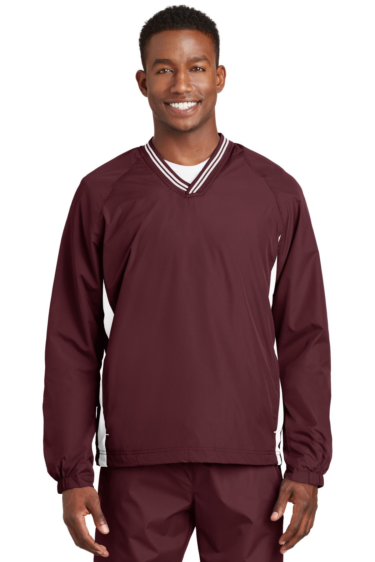Sport Tek Mens Tipped V Neck Pullover Golf Wind Shirt Jacket M-JST62 - Picture 18 of 29