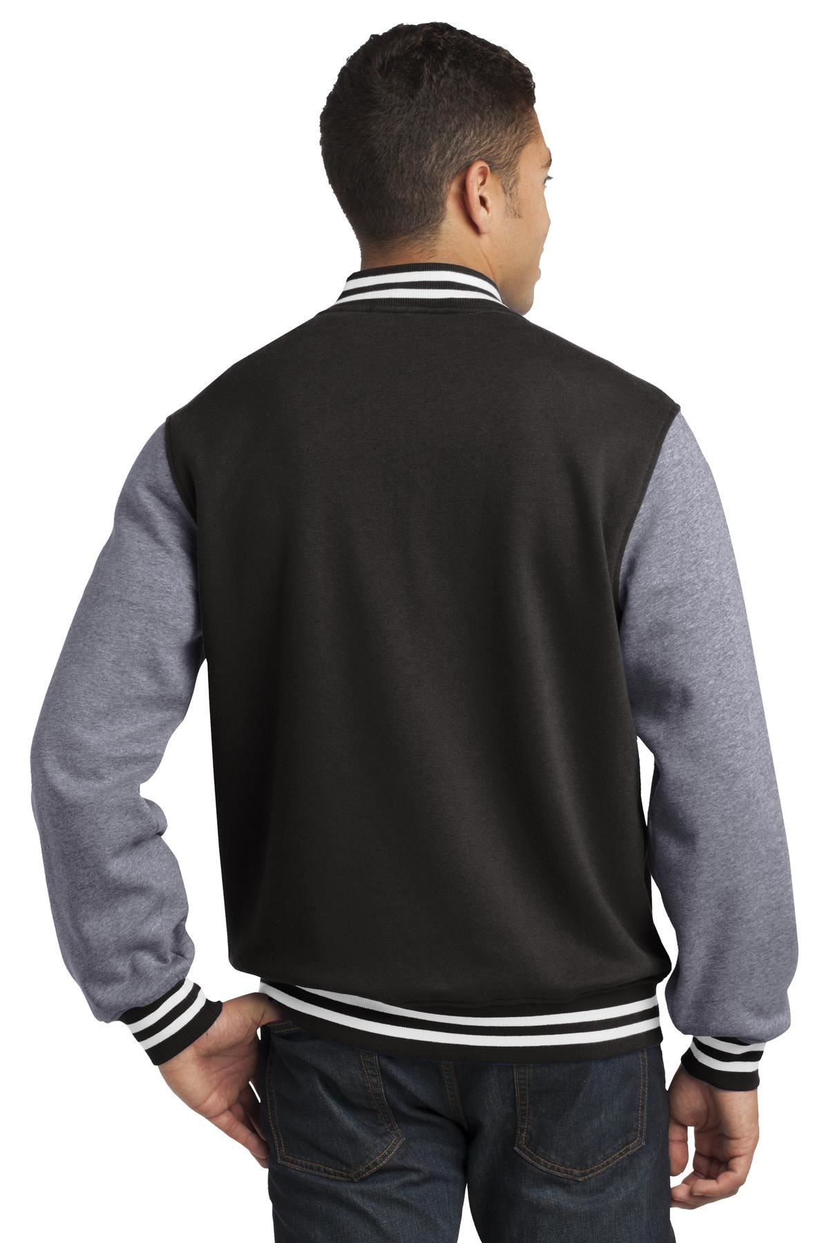 Sport-Tek Mens Fleece Front Slash Pockets Baseball Letterman Jacket ST270 - Picture 5 of 11