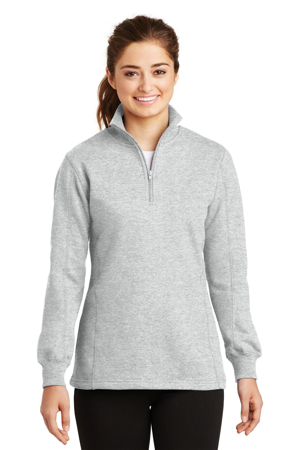 Sport-Tek Womens 1/4-Zip Sweatshirt Twill Taped Neck Rib Knit Cuffs LST253 - Picture 4 of 23