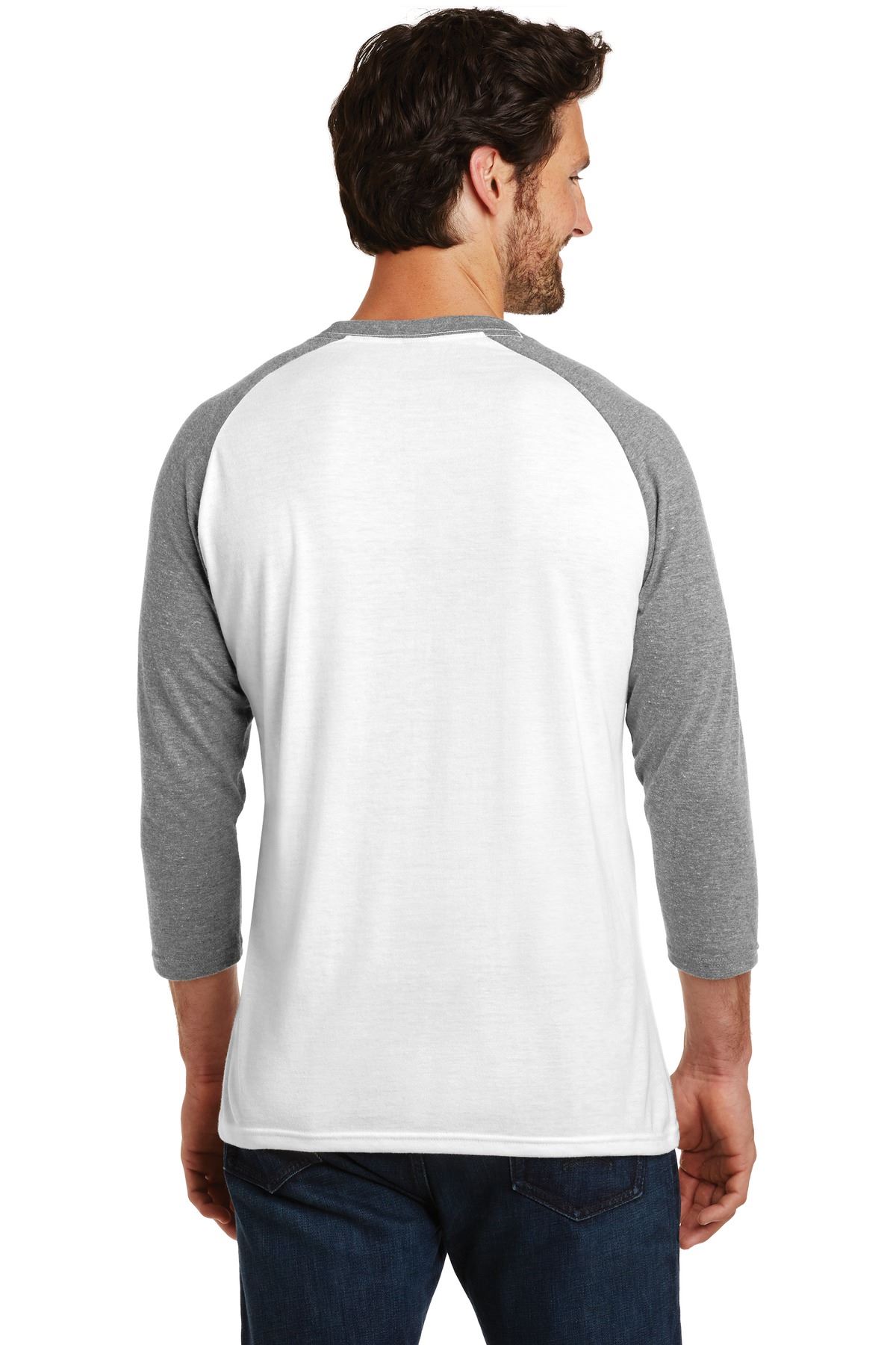 District Mens Perfect Tri T Shirt 3/4 Sleeve Raglan Stylish T-Shirt DM136 - Picture 12 of 26