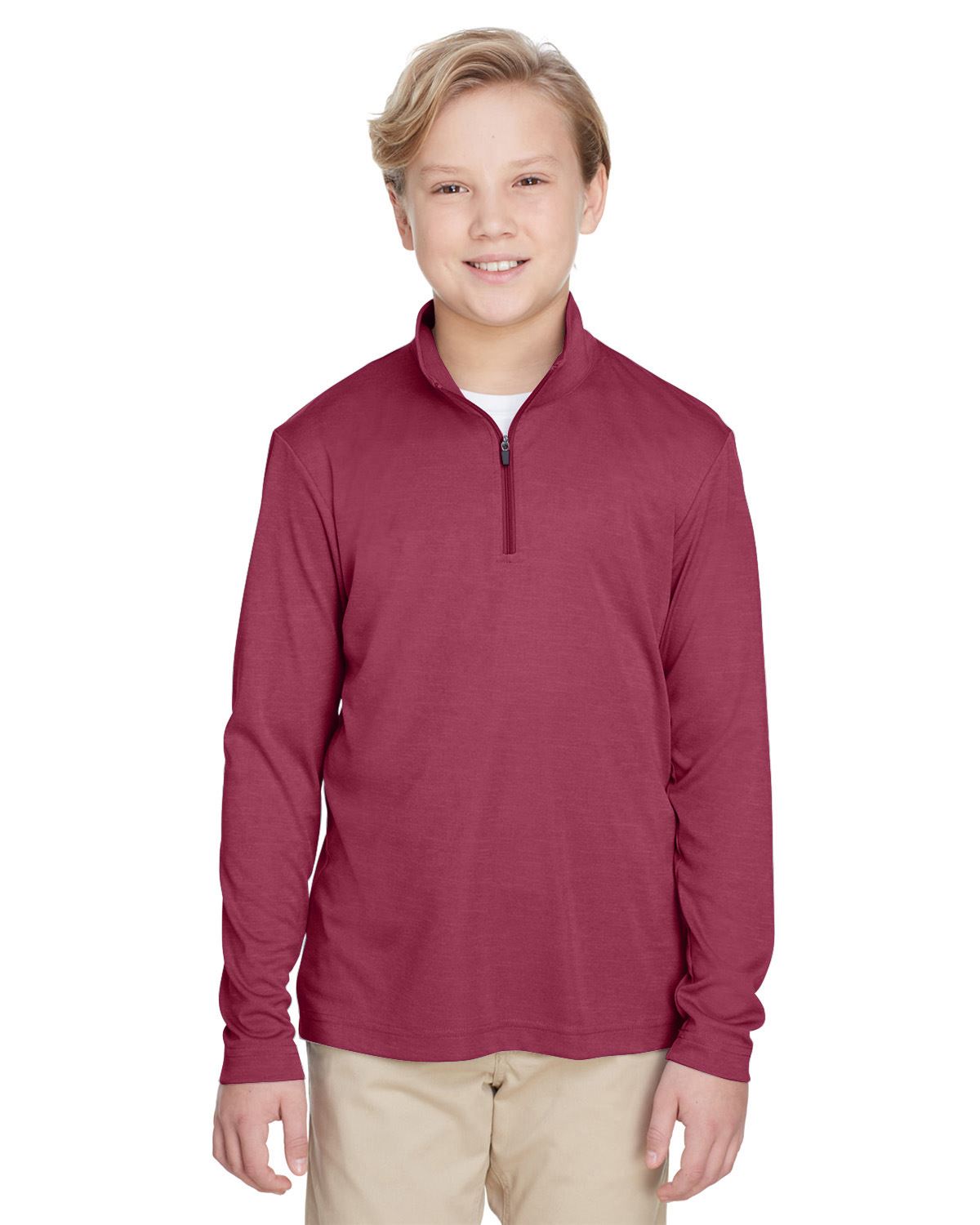 Team 365 Youth Quarter-Zip Jacket UV Protection Sonic Heather Performance TT31HY - Picture 18 of 26