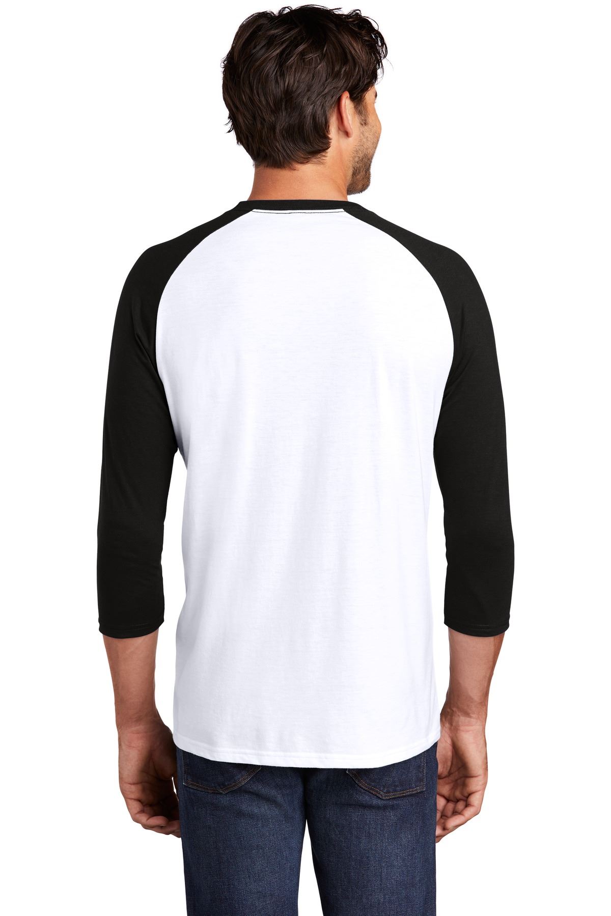 District Mens Perfect Tri T Shirt 3/4 Sleeve Raglan Stylish T-Shirt DM136 - Picture 8 of 26