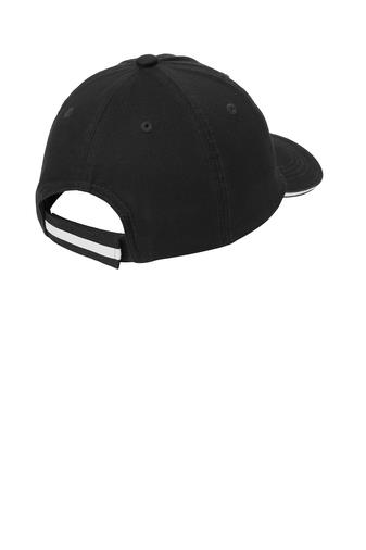 Port Authority Sandwich Bill Cap with Striped Closure Hat C830 - Picture 6 of 34