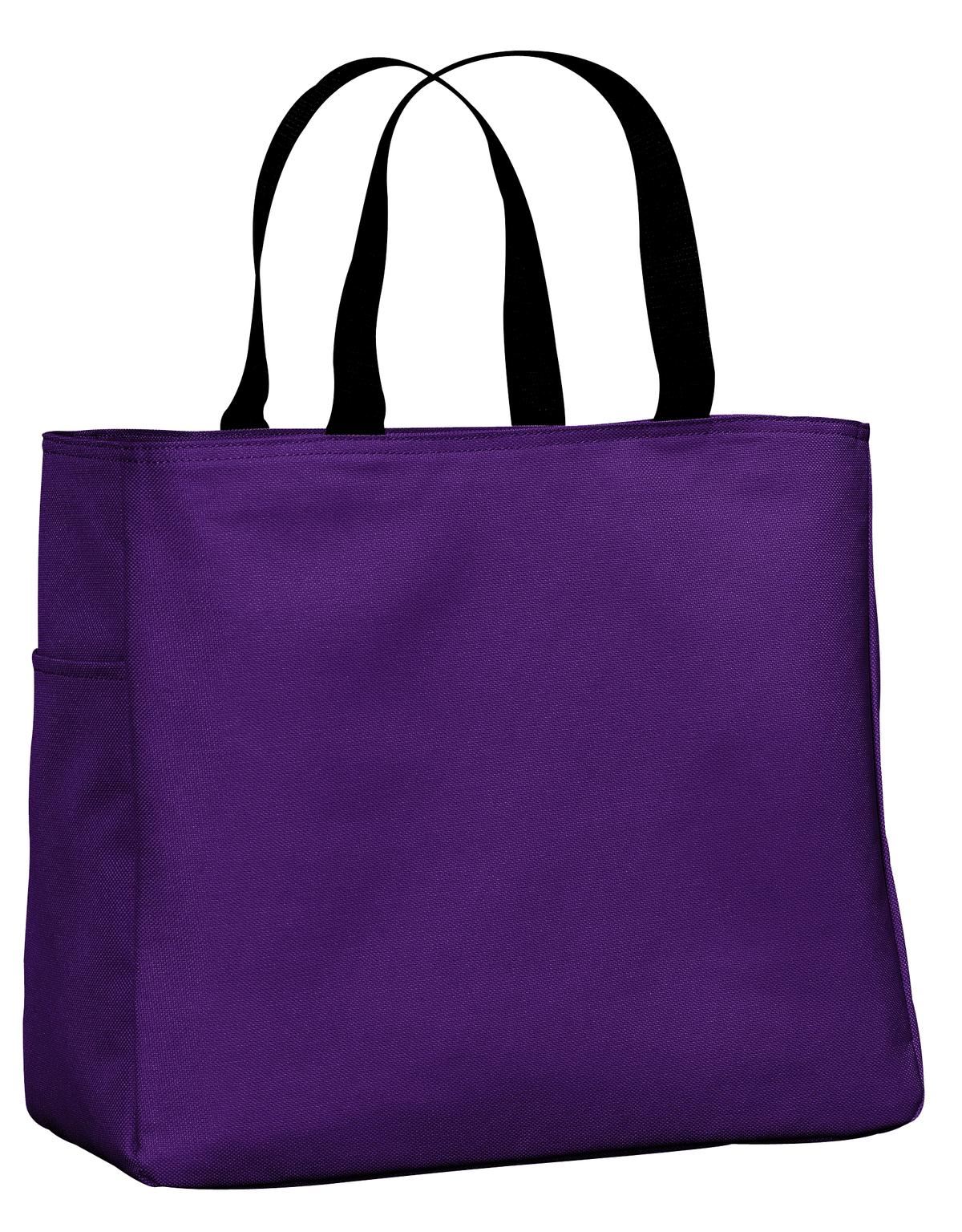 Port Authority Essential Tote Bag – Polyester Canvas, Exterior Side Pocket, Web Handles – B7050