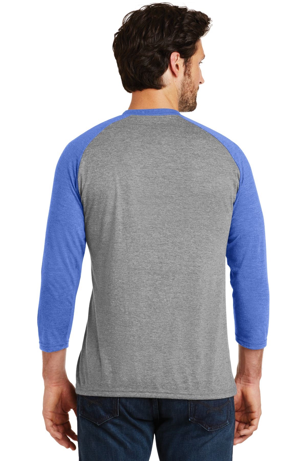 District Mens Perfect Tri T Shirt 3/4 Sleeve Raglan Stylish T-Shirt DM136 - Picture 26 of 26