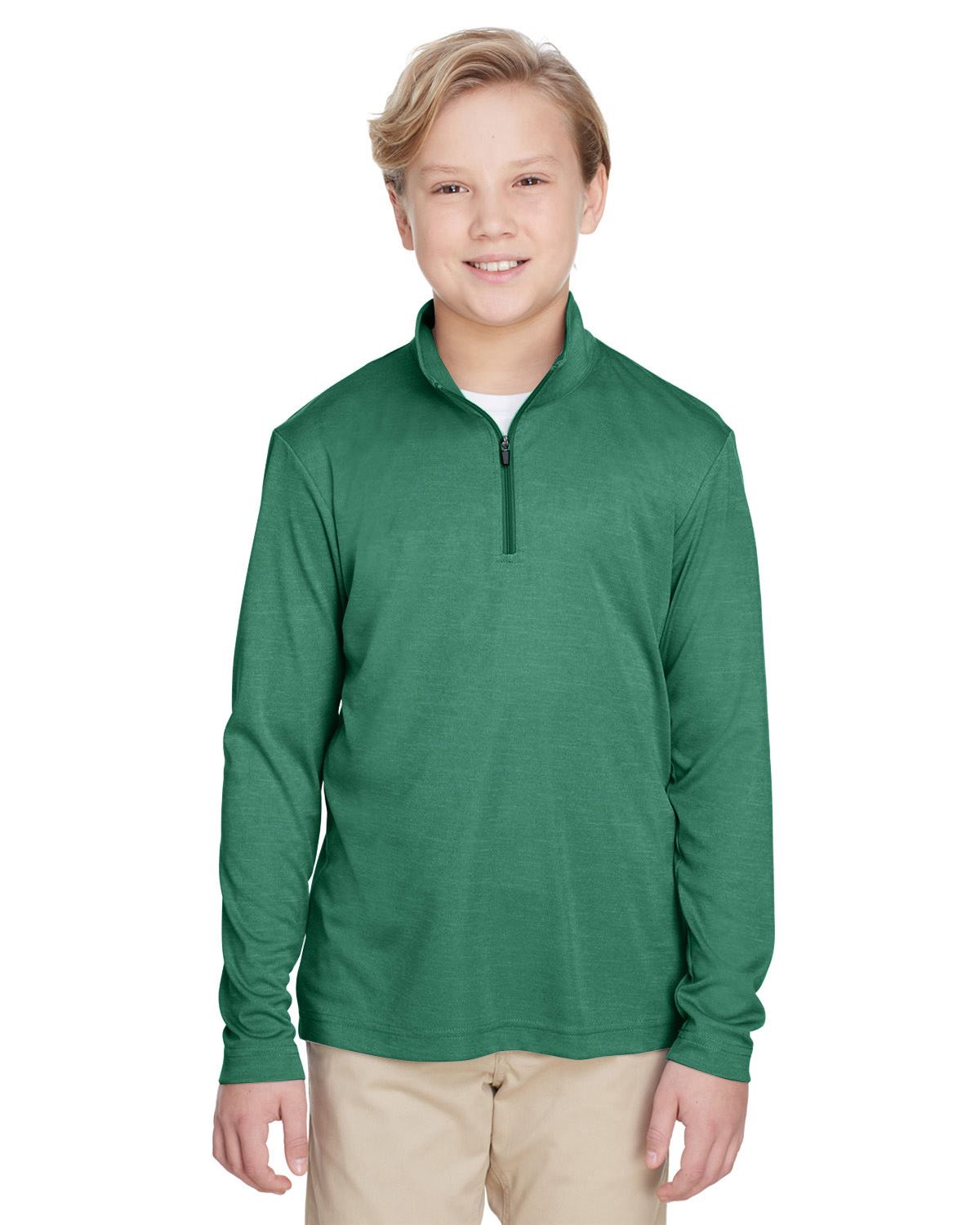 Team 365 Youth Quarter-Zip Jacket UV Protection Sonic Heather Performance TT31HY - Picture 15 of 26