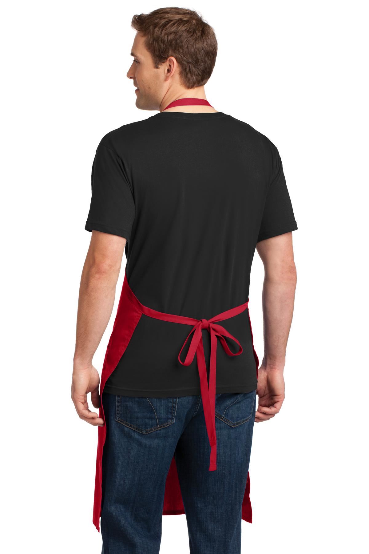 Port Authority Extra Long Bib Apron 3 Front Pockets Stain Release M-A700 - Picture 11 of 15