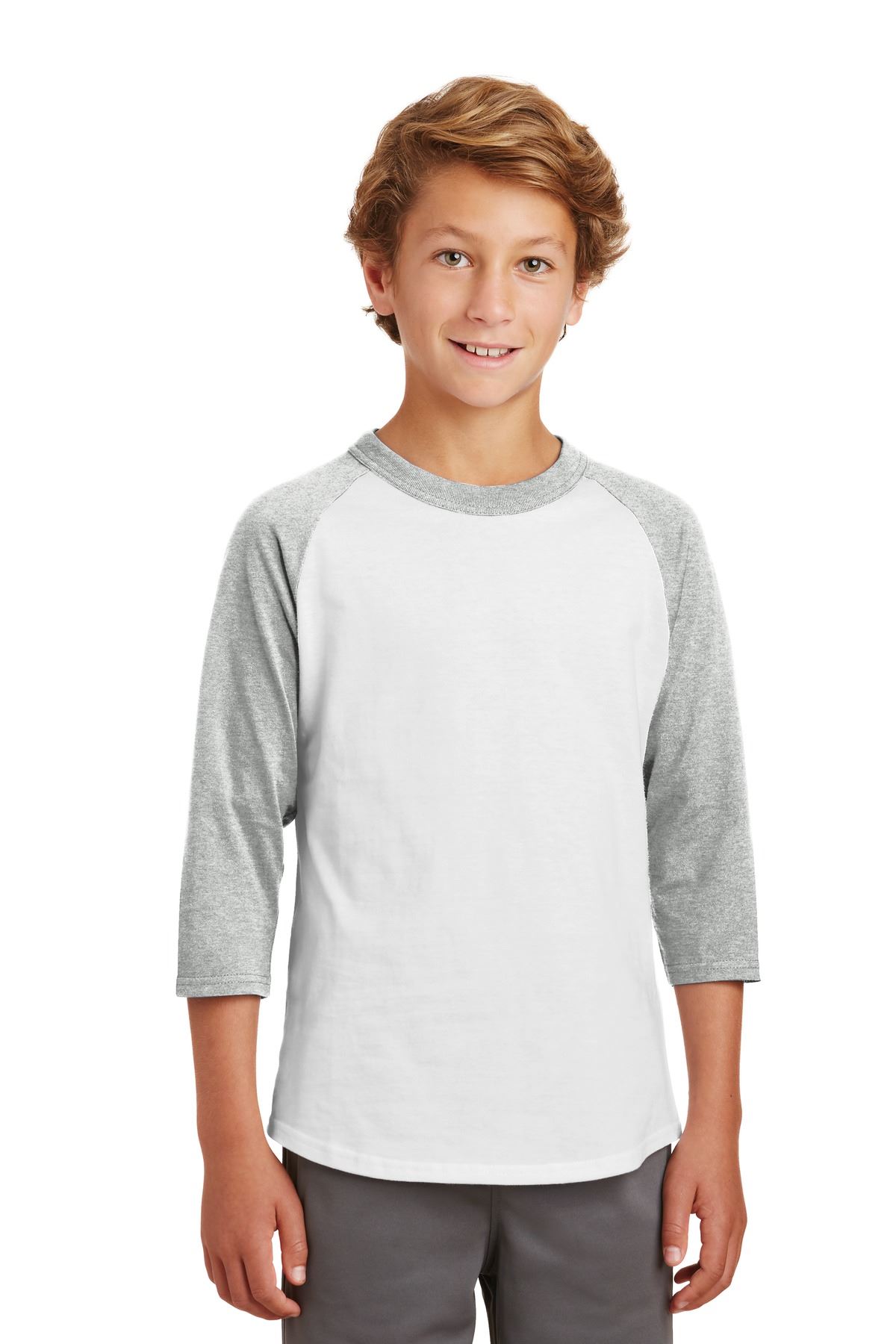 Sport-Tek Youth 100% Cotton Raglan 3/4 Sleeve Colorblock Baseball T-Shirt YT200 - Picture 15 of 23