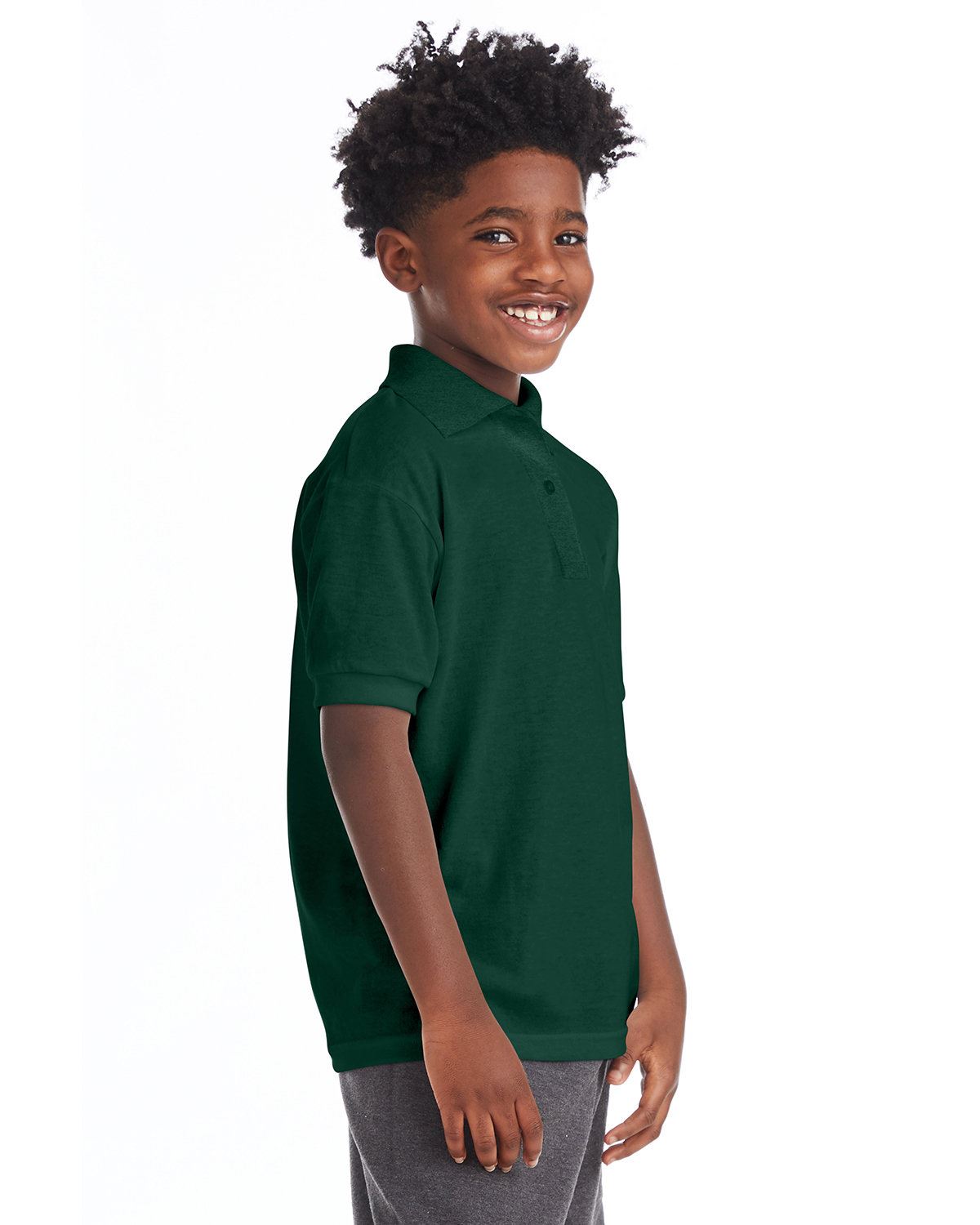Hanes Youth Polo Shirt 50/50 EcoSmart Jersey Knit Welt Collar 054Y - Picture 8 of 26