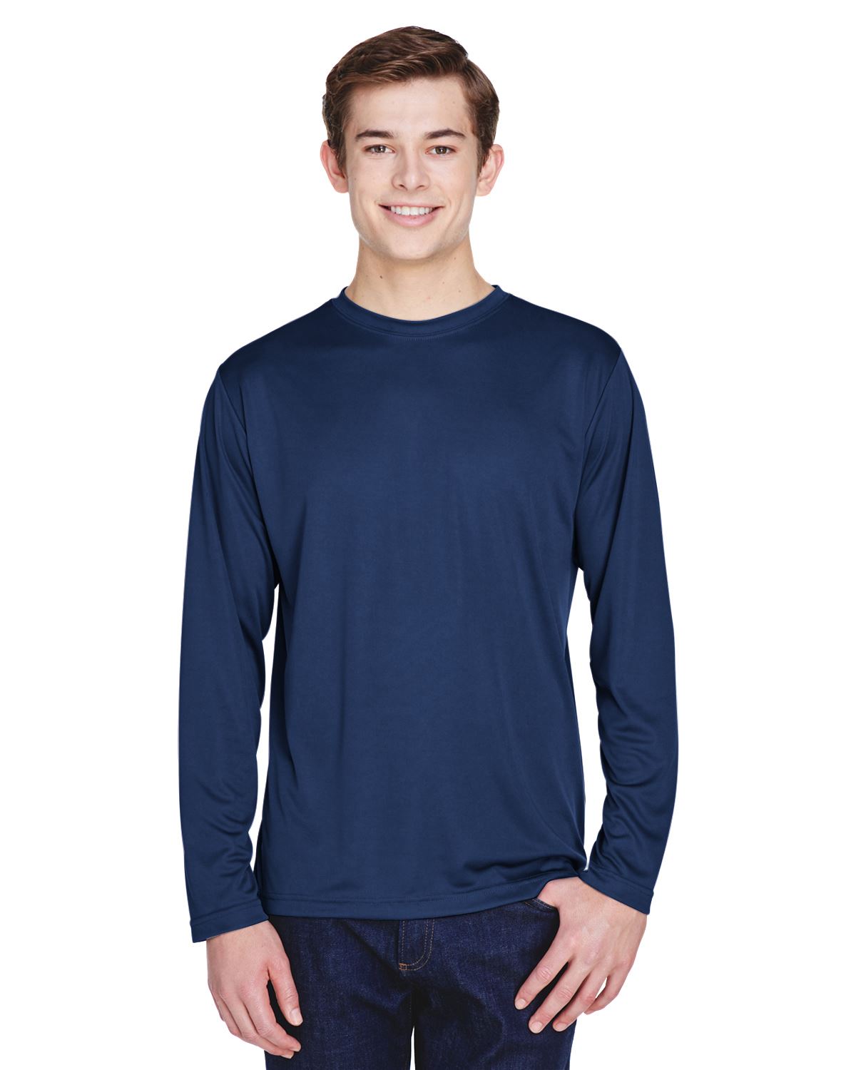 Team 365 Mens Long Sleeve T-Shirt Dri-Fit Performance Workout UV Protect TT11L - Picture 12 of 41