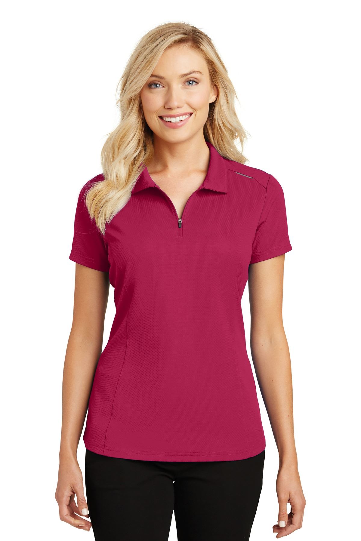 Port Authority Ladies Pinpoint Mesh Zip Polo L580 - Picture 8 of 19