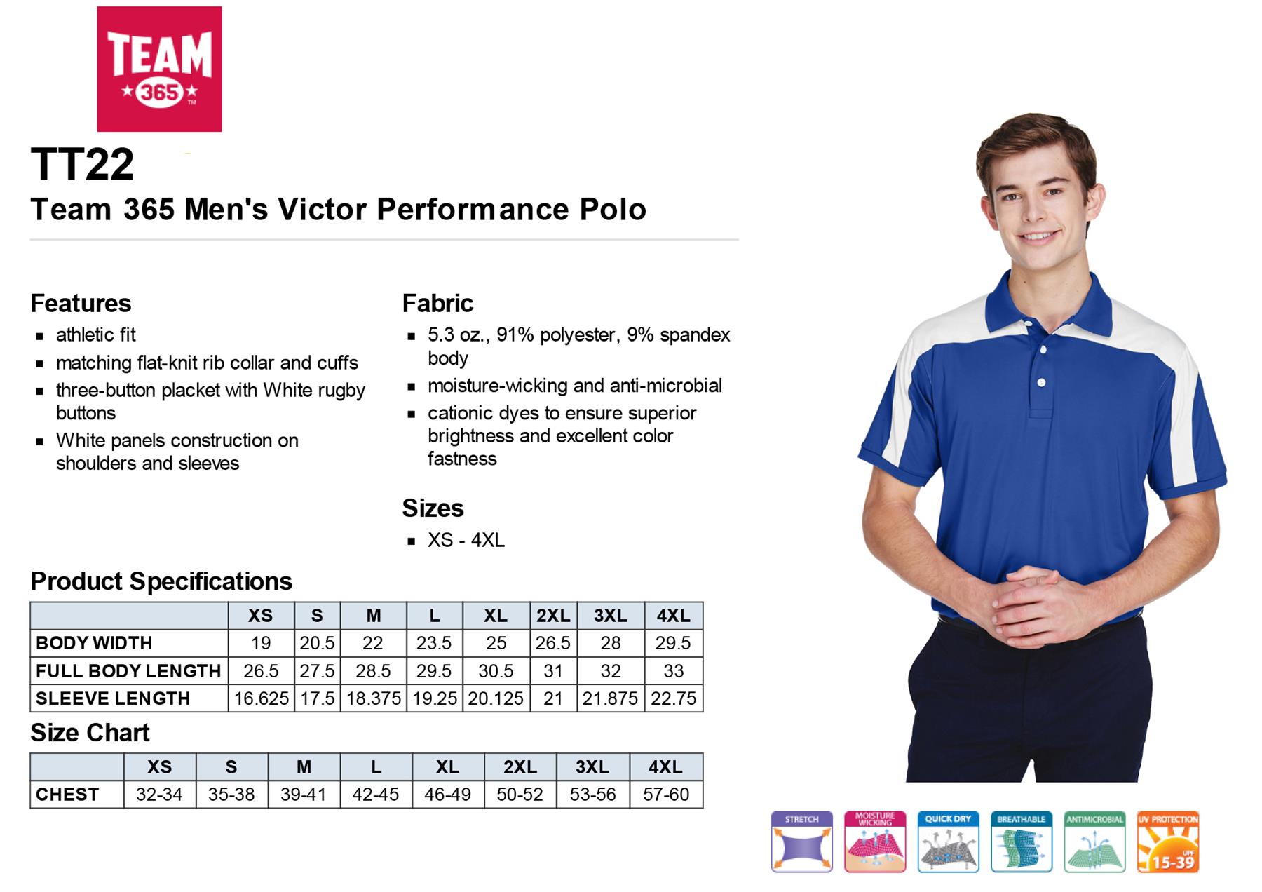 SPORT MAROON Team 365 Mens Victor Performance Polo