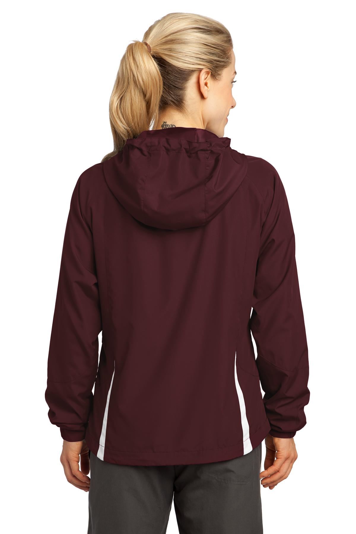 Sport-Tek Womens Colorblock Hooded Raglan Windbreaker Jacket M-LST76 - Picture 9 of 19