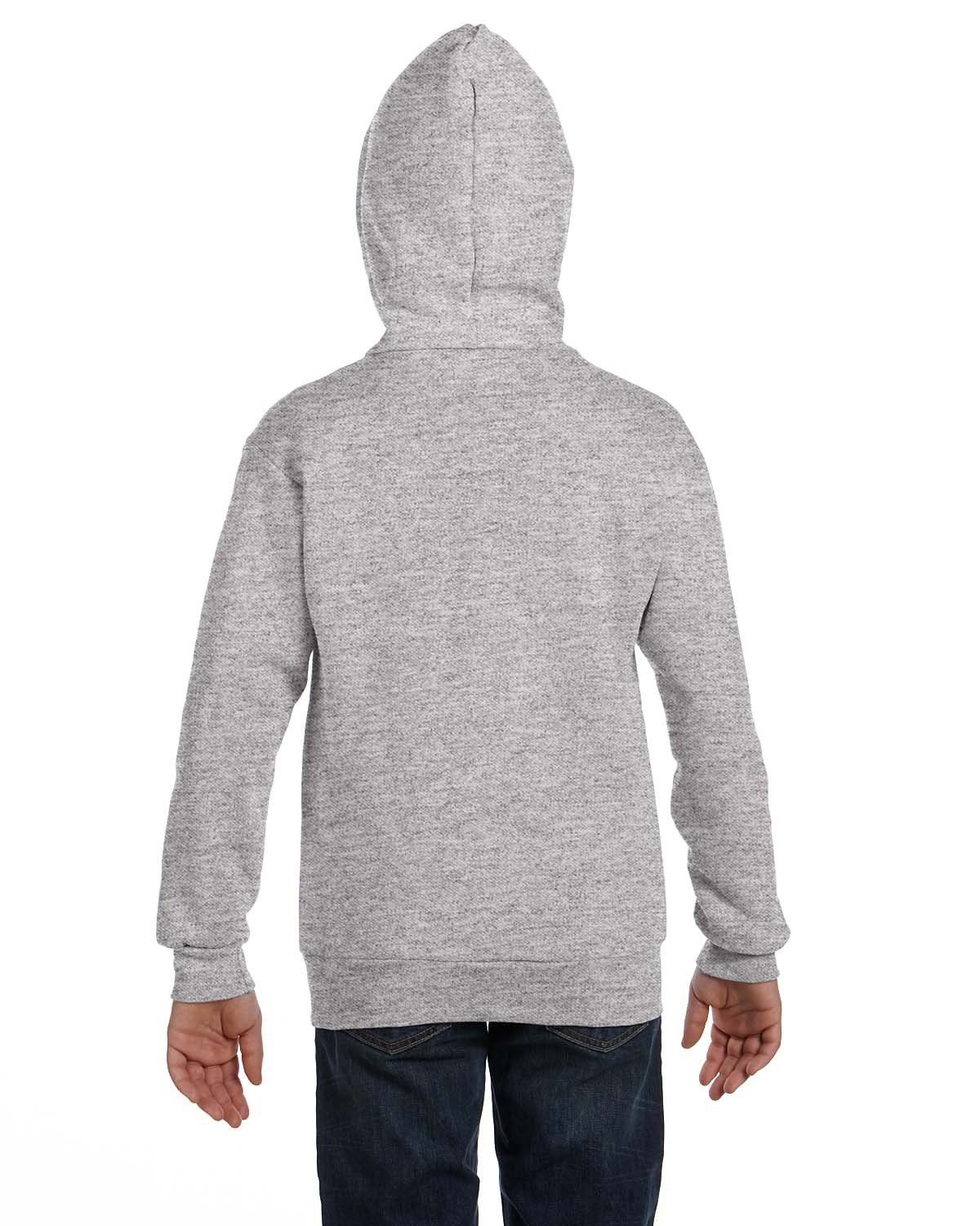 Hanes Youth 7.8 oz Long Sleeve EcoSmart 50/50 Full-Zip Hooded Sweatshirt P480 - Picture 13 of 17