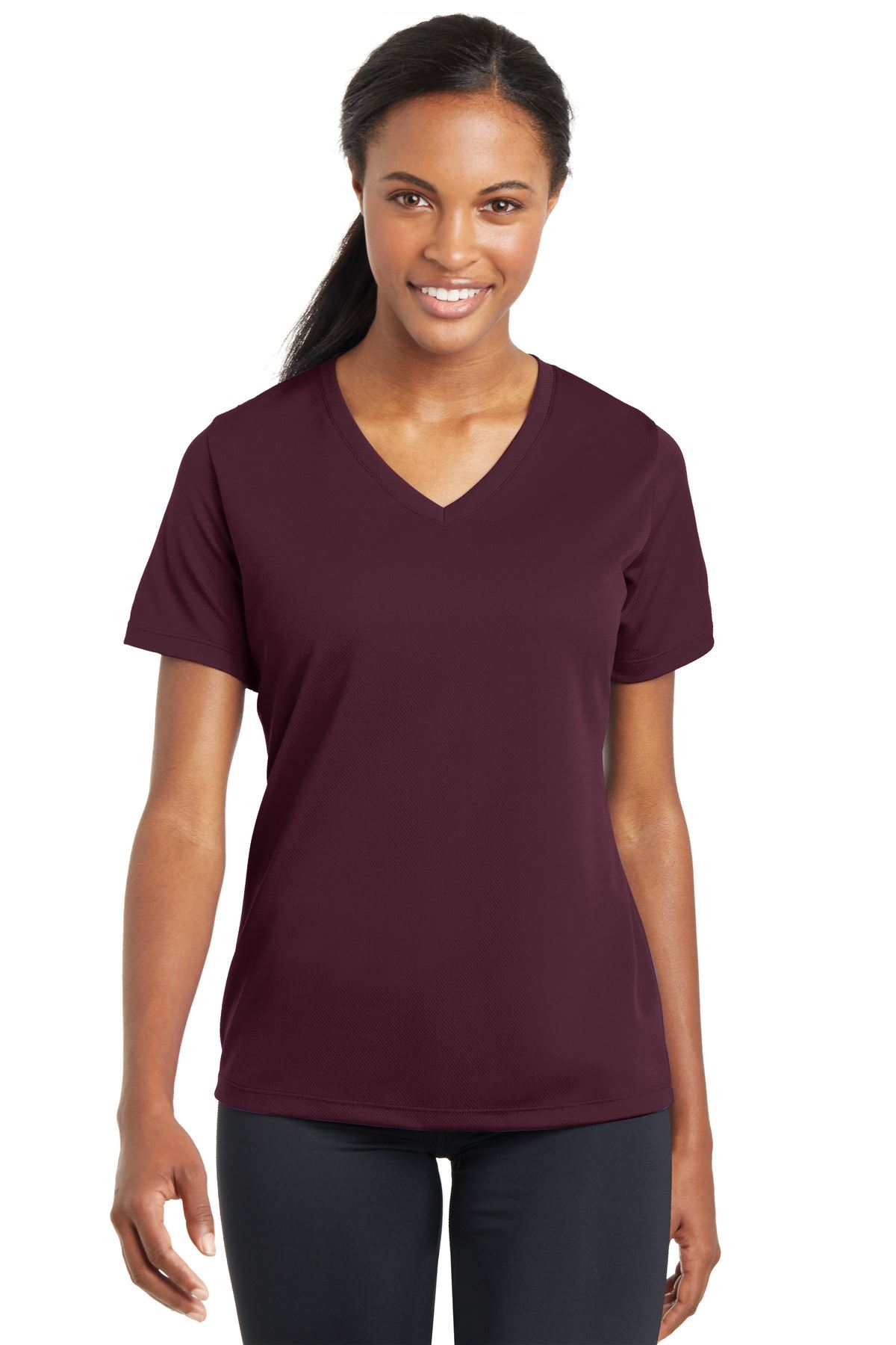 Sport-Tek Women's Dry-Fit V-Neck RacerMesh Moisture Wicking T-Shirt M-LST340 - Picture 17 of 38