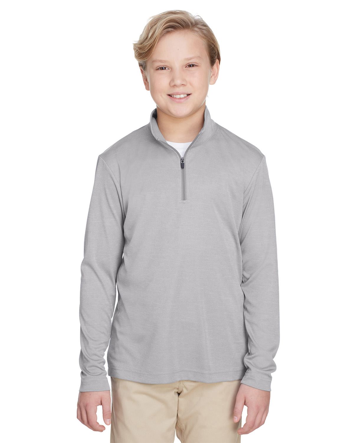 Team 365 Youth Quarter-Zip Jacket UV Protection Sonic Heather Performance TT31HY - Picture 3 of 26