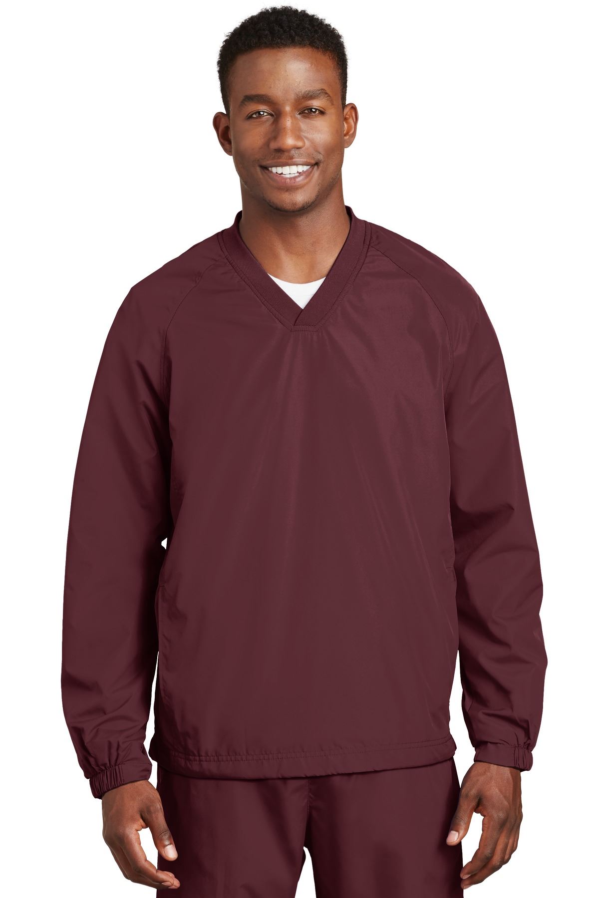 Sport-Tek Men's Polyester Side Pocket Rib Knit V Neck Raglan Wind Shirt. JST72 - Picture 14 of 21