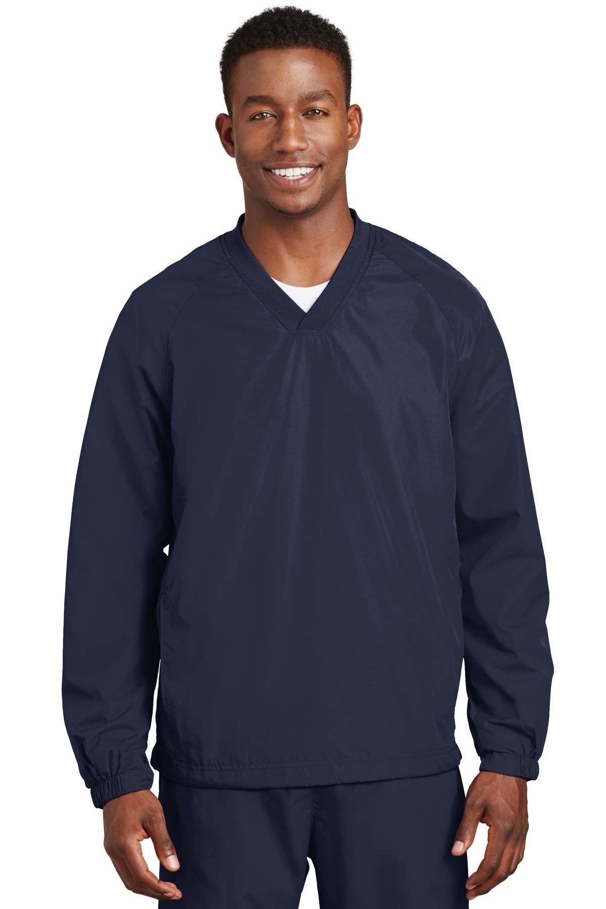 Sport-Tek Men's Polyester Side Pocket Rib Knit V Neck Raglan Wind Shirt. JST72 - Picture 16 of 21