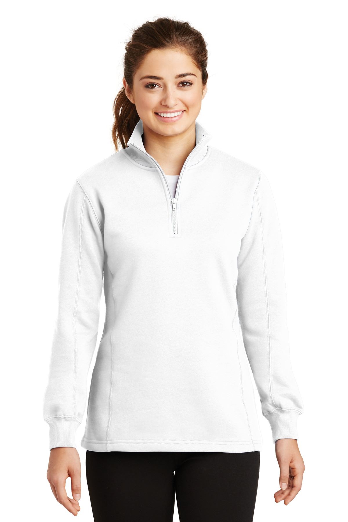 Sport-Tek Womens 1/4-Zip Sweatshirt Twill Taped Neck Rib Knit Cuffs LST253 - Picture 22 of 23