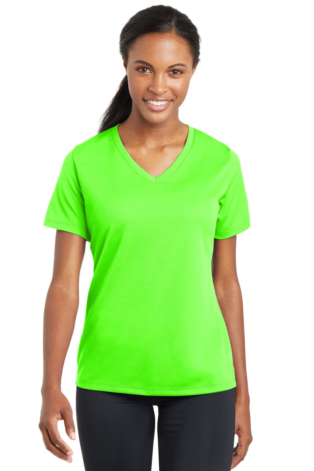 Sport-Tek Women's Dry-Fit V-Neck RacerMesh Moisture Wicking T-Shirt M-LST340 - Picture 19 of 38