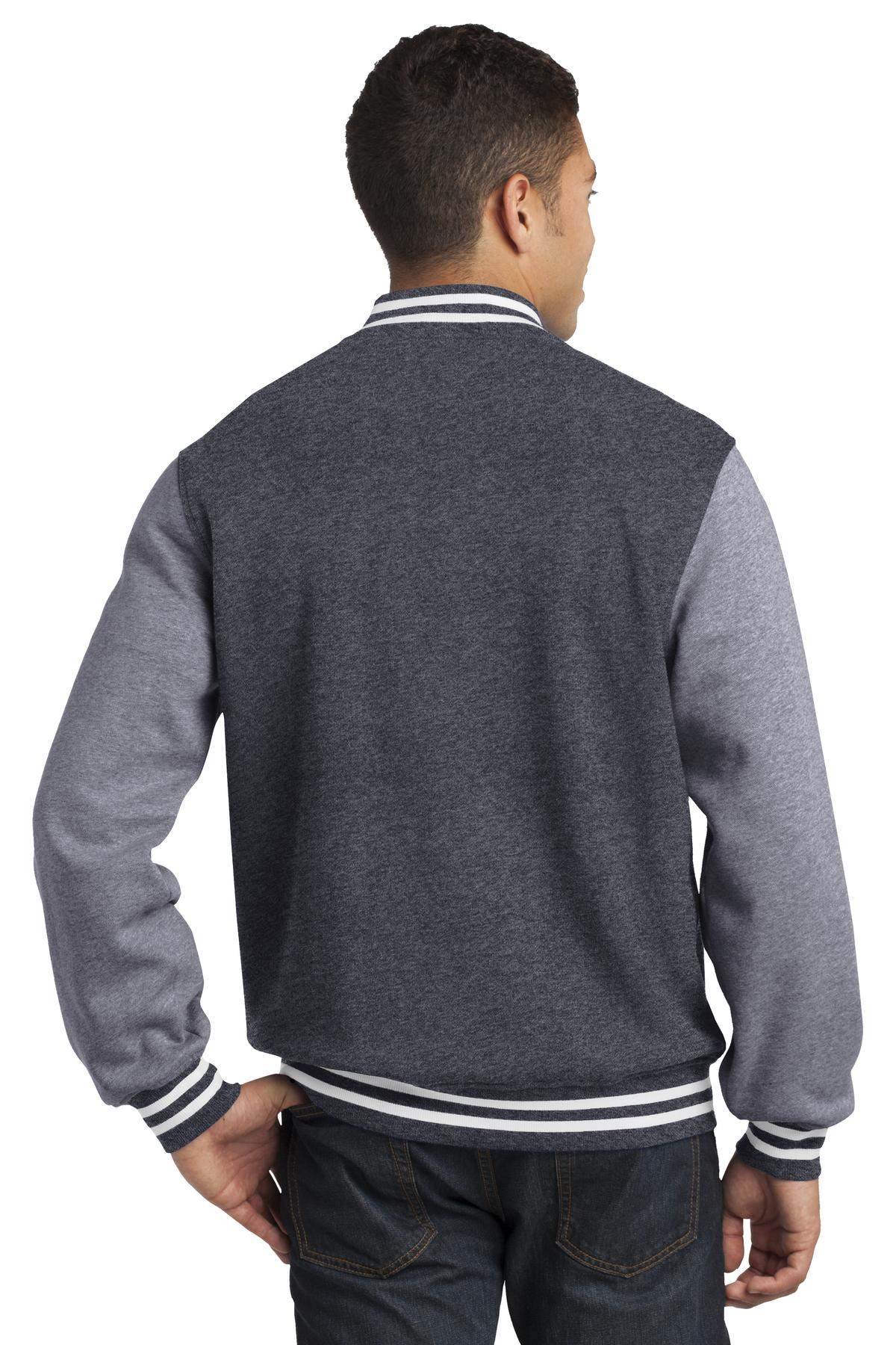 Sport-Tek Mens Fleece Front Slash Pockets Baseball Letterman Jacket ST270 - Picture 7 of 11