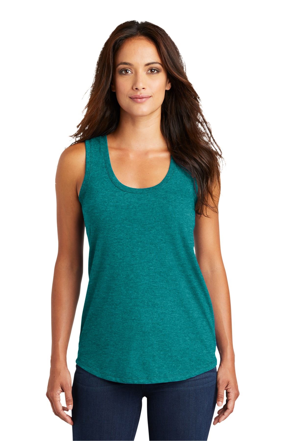 District Womens Sleeveless Perfect Tri Racerback Round Neck Tank Top DM138L - Picture 17 of 30