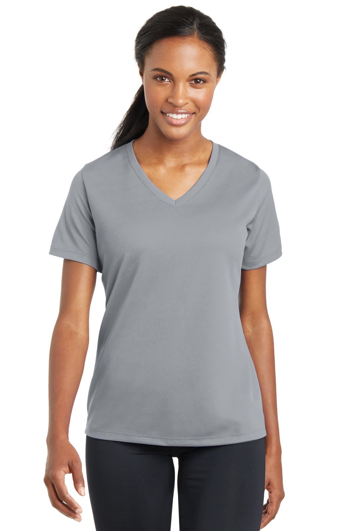 Sport-Tek Women's Dry-Fit V-Neck RacerMesh Moisture Wicking T-Shirt M-LST340 - Picture 29 of 38