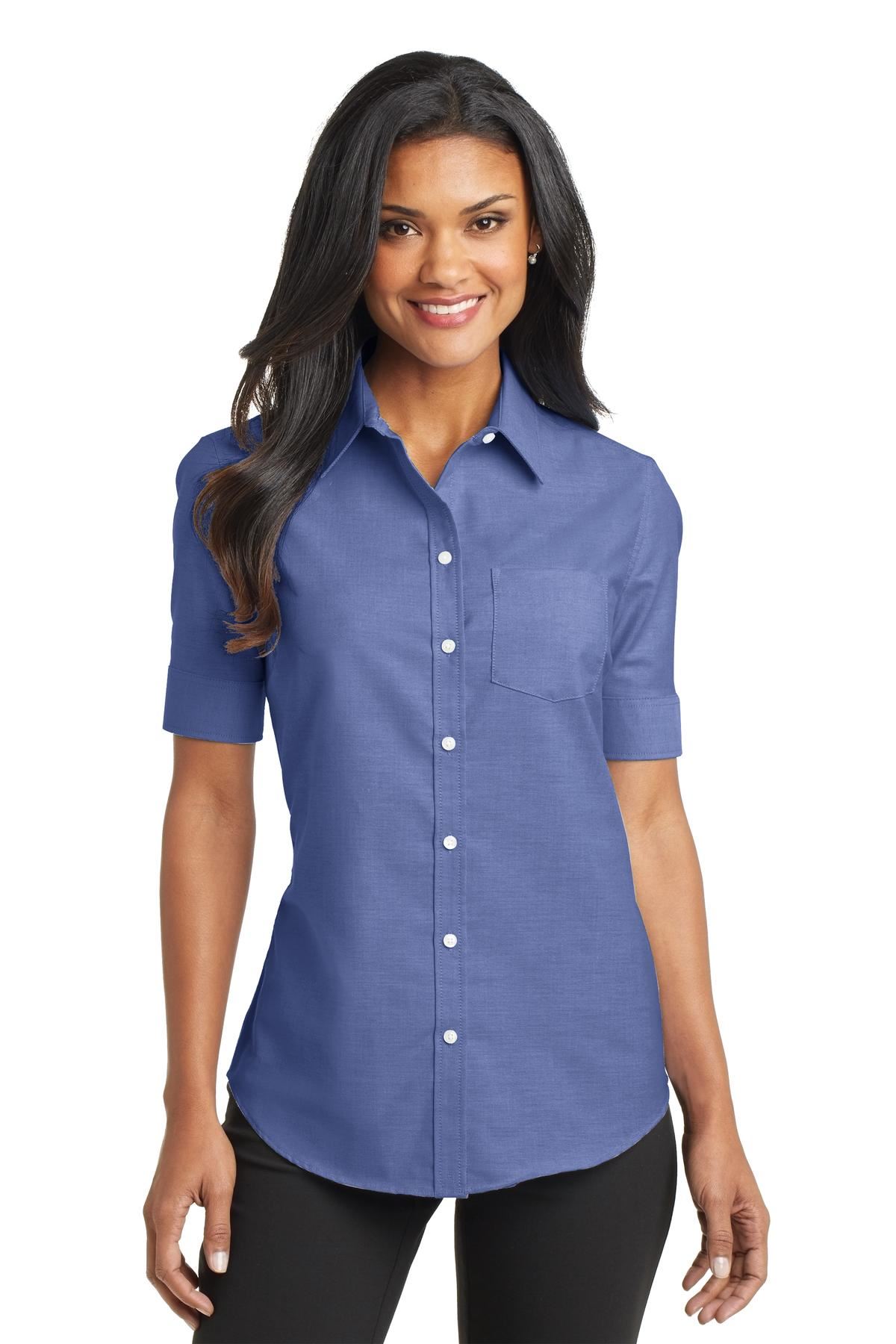 Port Authority Womens Short Sleeve SuperPro Oxford Dress Shirt L659 - Picture 6 of 11