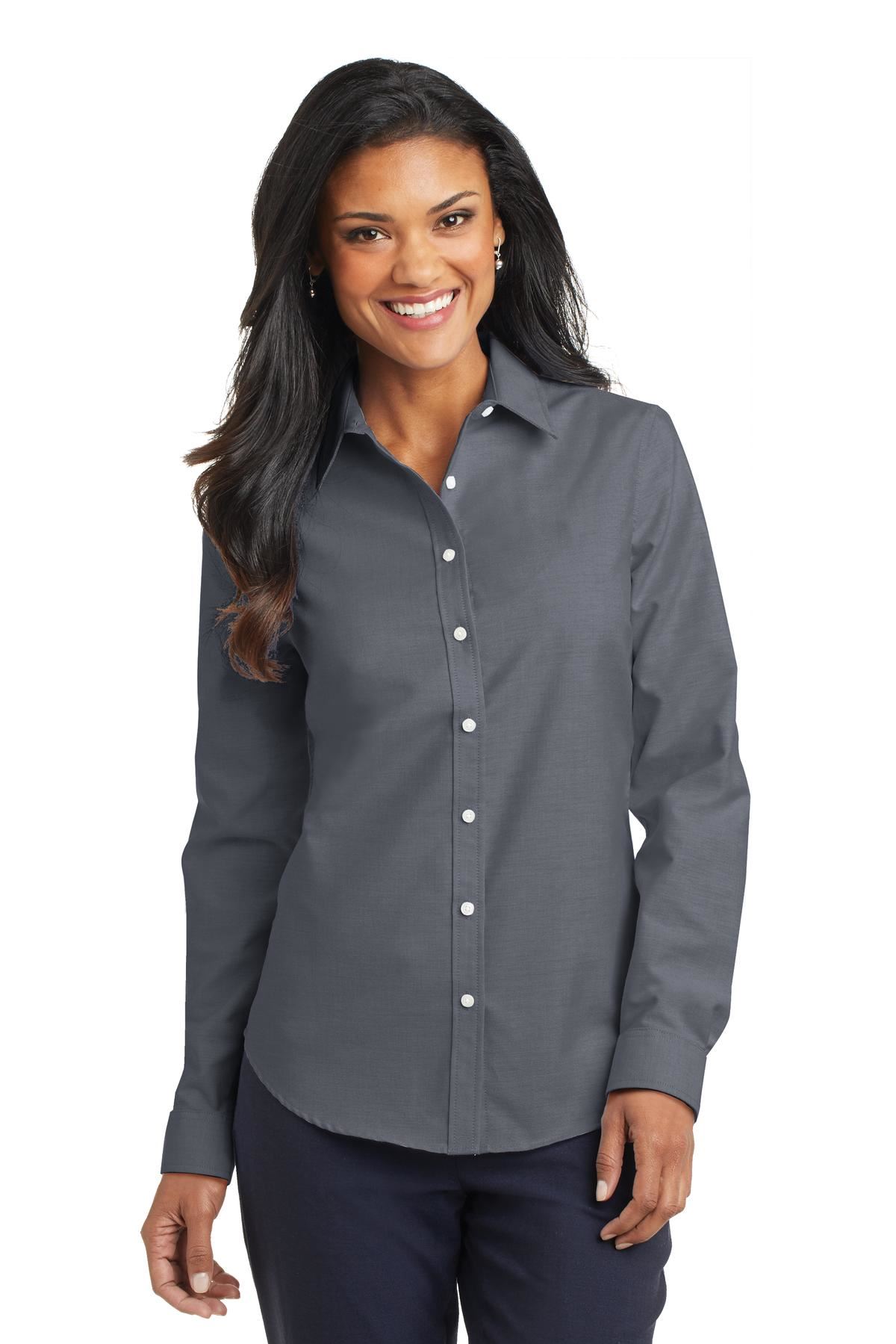 Port Authority Womens Long Sleeve SuperPro Oxford Dress Shirt L658 - Picture 4 of 15