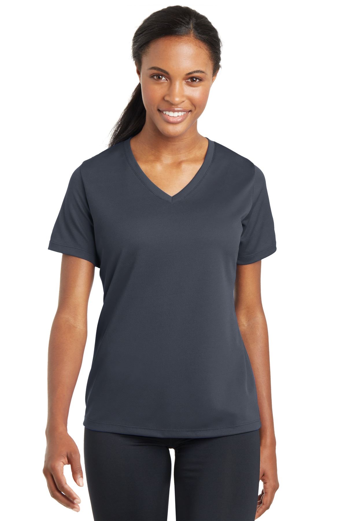 Sport-Tek Women's Dry-Fit V-Neck RacerMesh Moisture Wicking T-Shirt M-LST340 - Picture 14 of 38