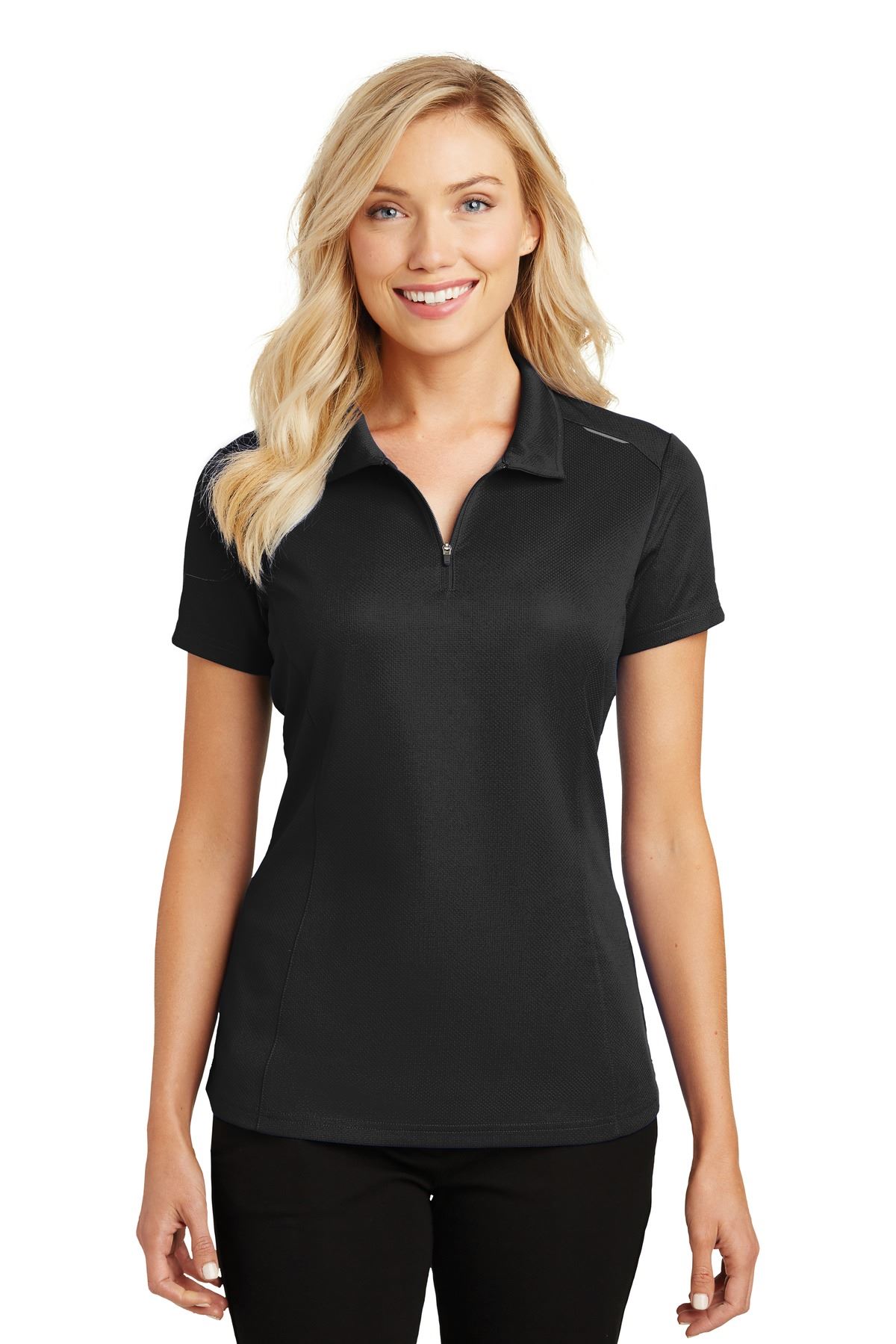 Port Authority Ladies Pinpoint Mesh Zip Polo L580 - Picture 6 of 19