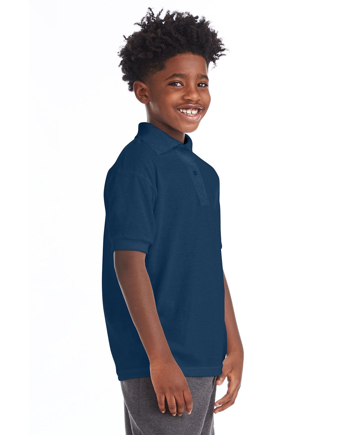 Hanes Youth Polo Shirt 50/50 EcoSmart Jersey Knit Welt Collar 054Y - Picture 23 of 26