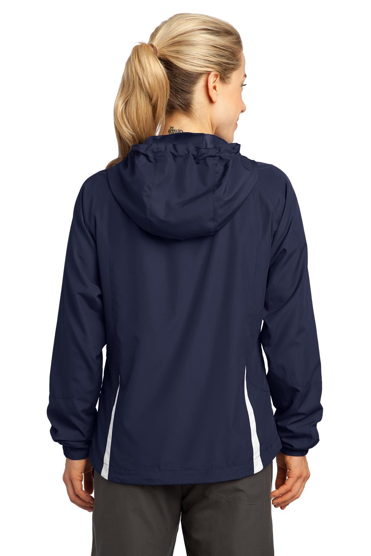 Sport-Tek Womens Colorblock Hooded Raglan Windbreaker Jacket M-LST76 - Picture 15 of 19