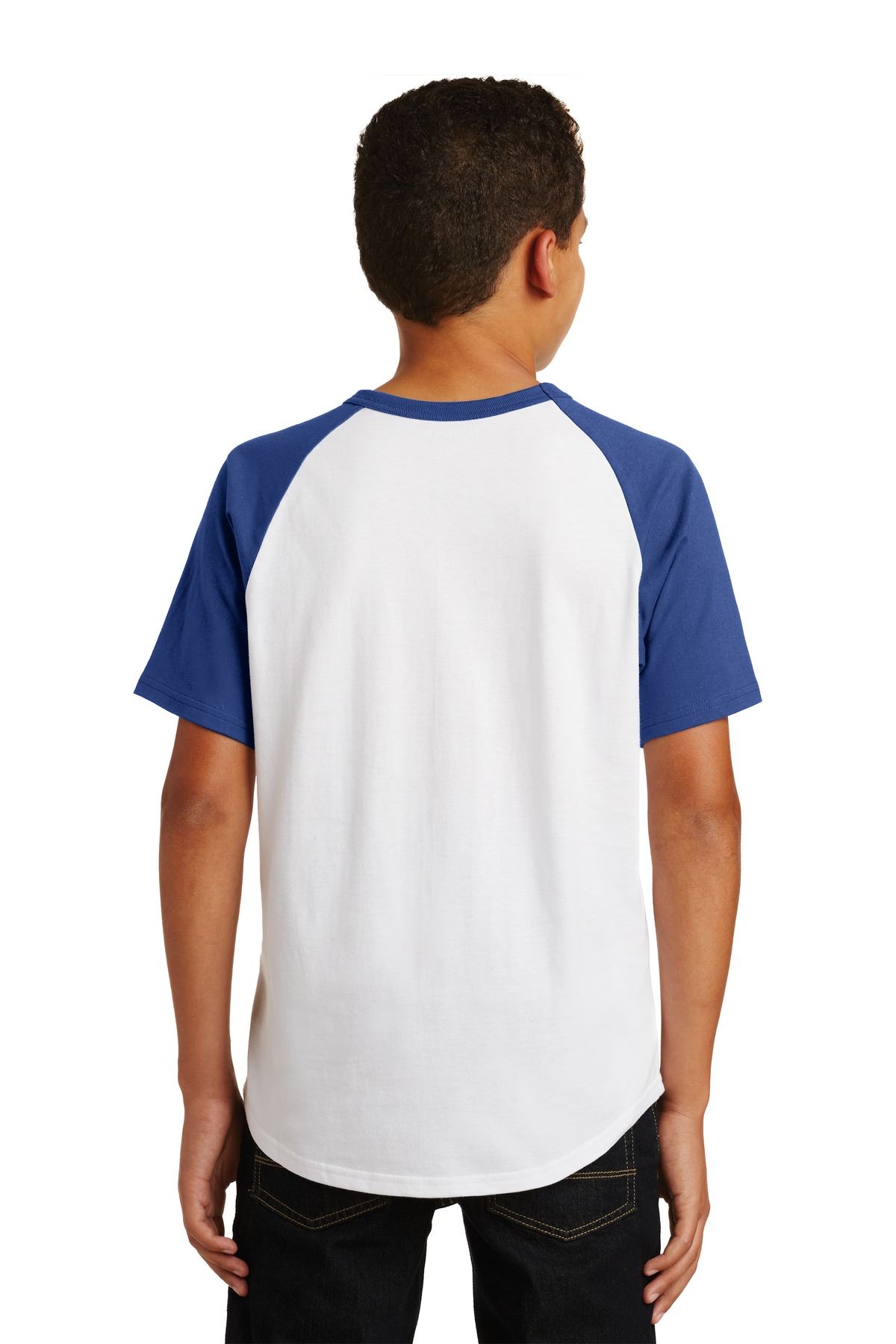 Sport-Tek Youth Short Sleeve Colorblock Raglan Rib Knit Neck T-Shirt YT201 - Picture 15 of 15